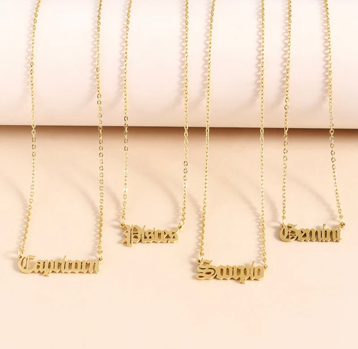 Old English font Zodiac necklace